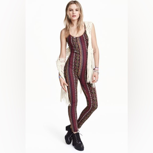 H&M Coachella Fitted Jumpsuit‎ in patterned jersey - narrow adjustable straps